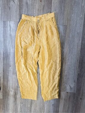 100% SILK High-Waist Yellow Trousers